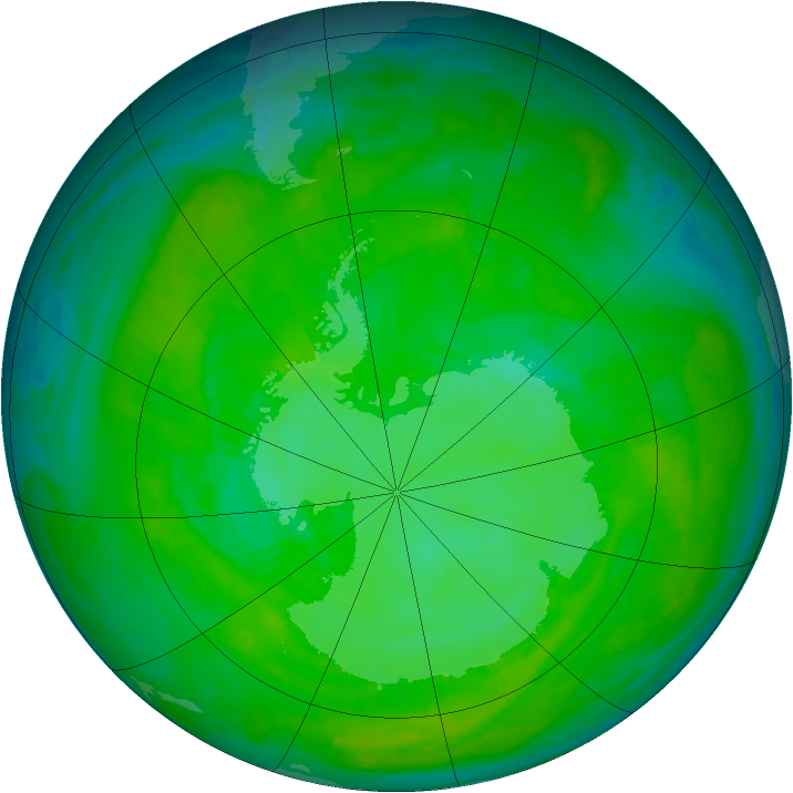 Antarctic ozone map for 11 December 2000